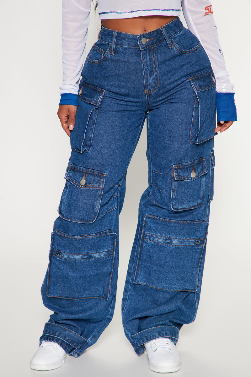 Billie Low Slung Cargo Jeans - Medium Wash | Fashion Nova, Jeans ...