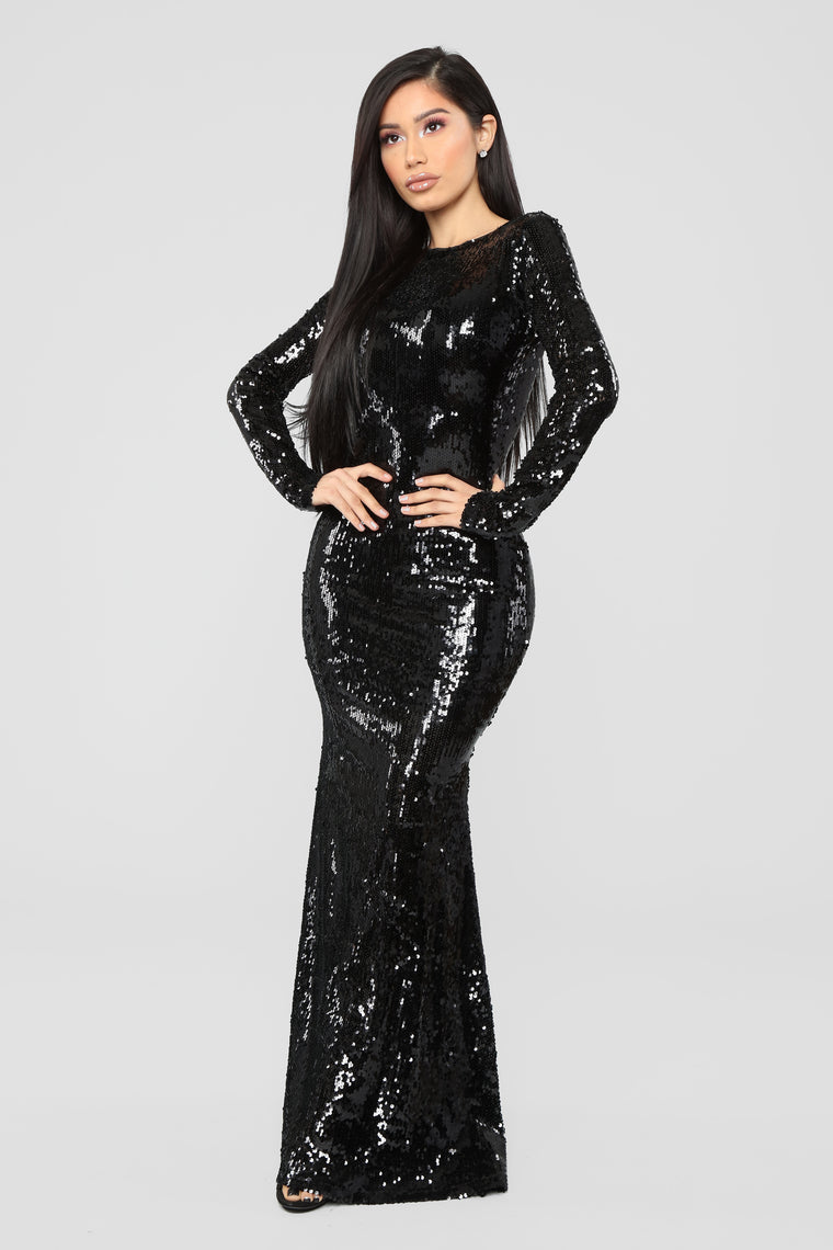 black sequin dress fashion nova