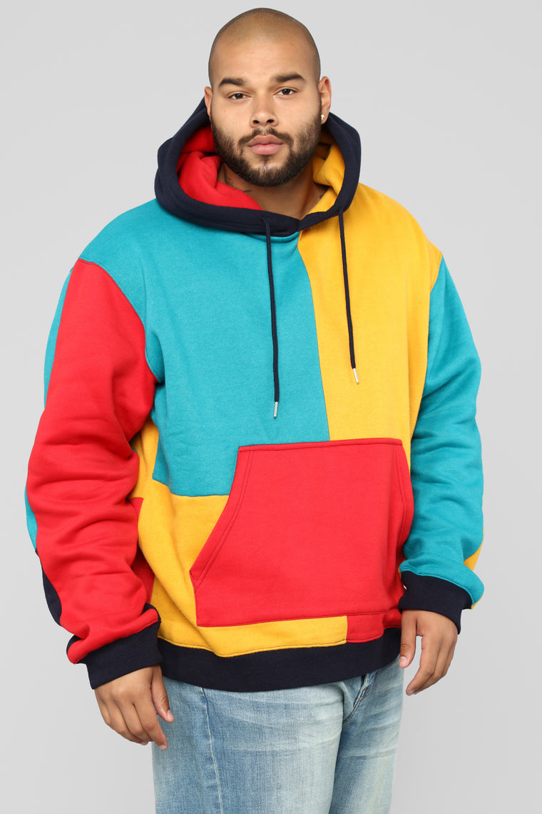 multicolor color block hoodie