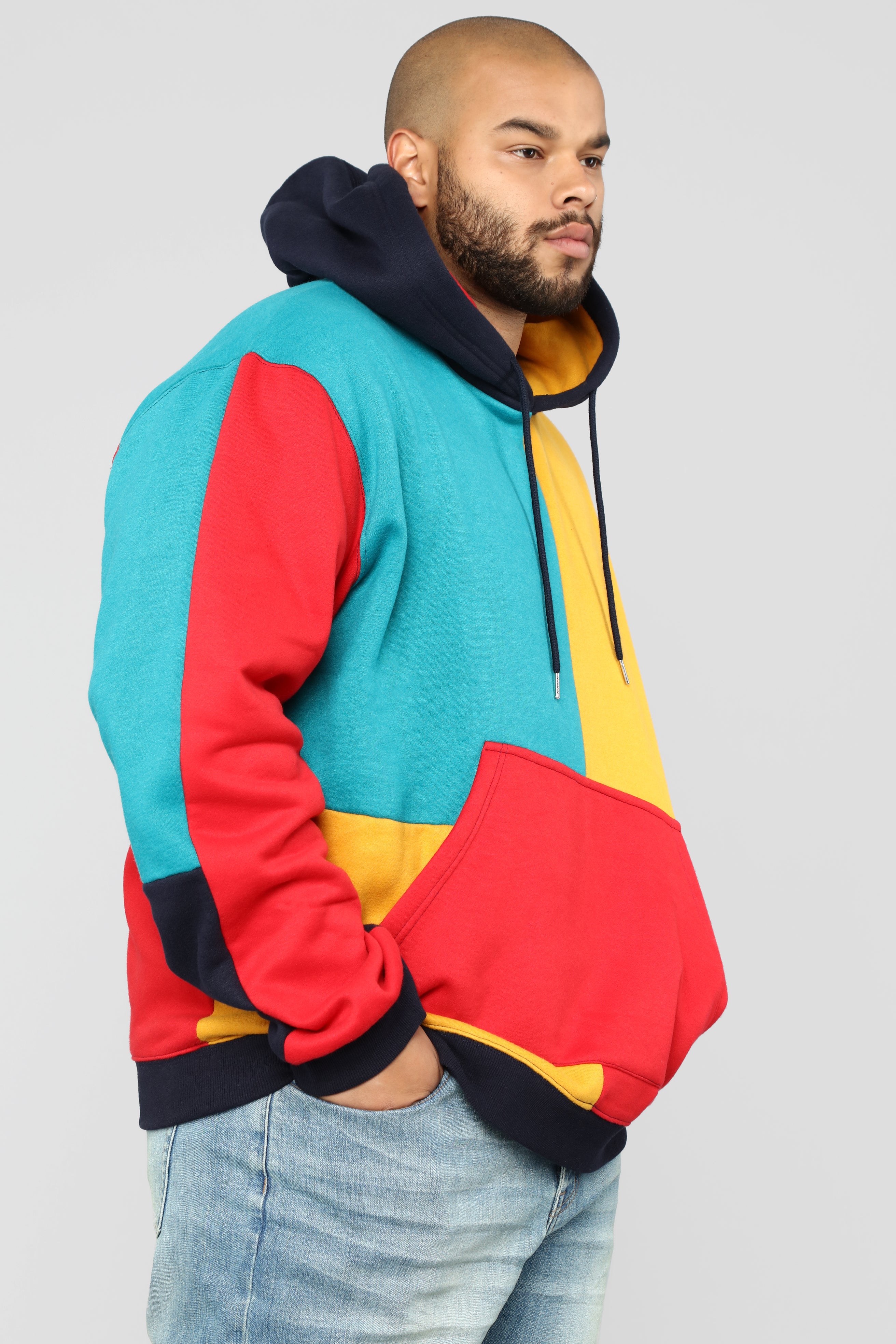 80s color block hoodie