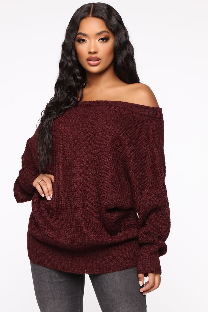 Cute But Cozy Oversized Sweater - Burgundy | Fashion Nova, Sweaters ...
