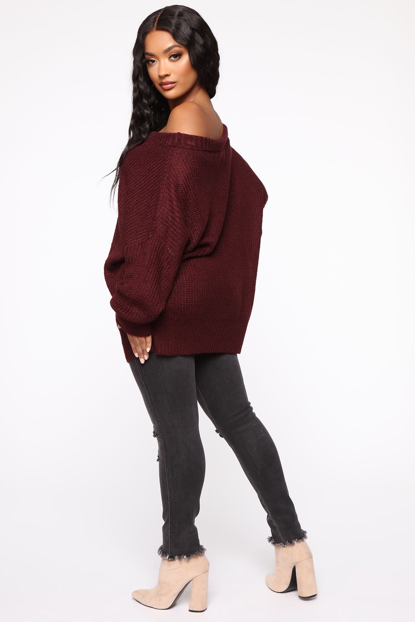 Cute But Cozy Oversized Sweater - Burgundy – Fashion Nova