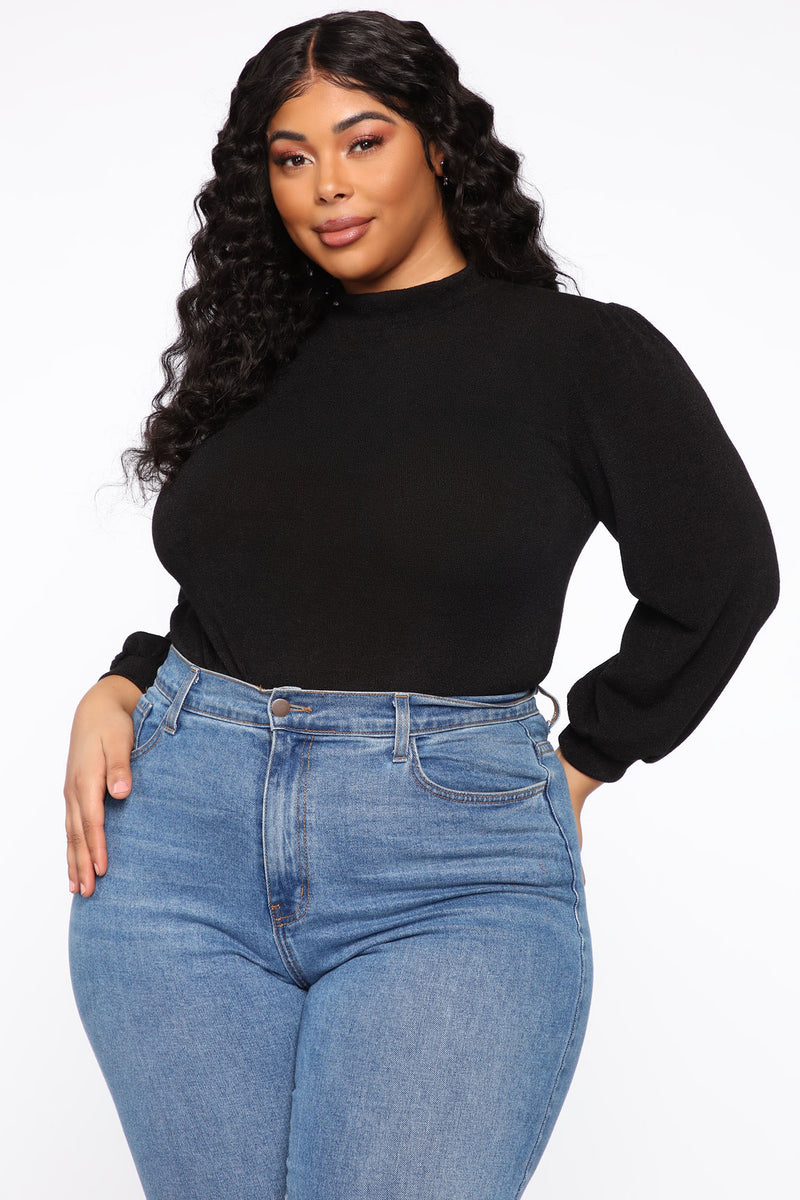 Knockout Pout Mock Neck Top - Black | Fashion Nova, Knit Tops | Fashion ...