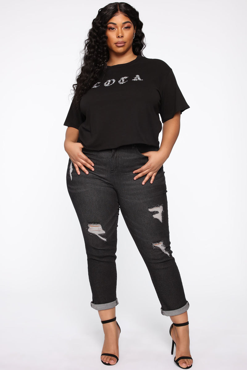 Loca With Bling Crystal Crop Top - Black | Fashion Nova, Graphic Tees ...