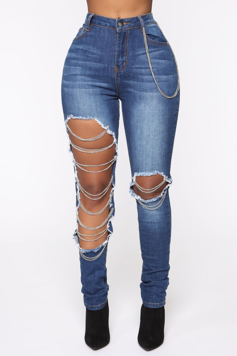 Chain The Channel Skinny Jeans - Dark 