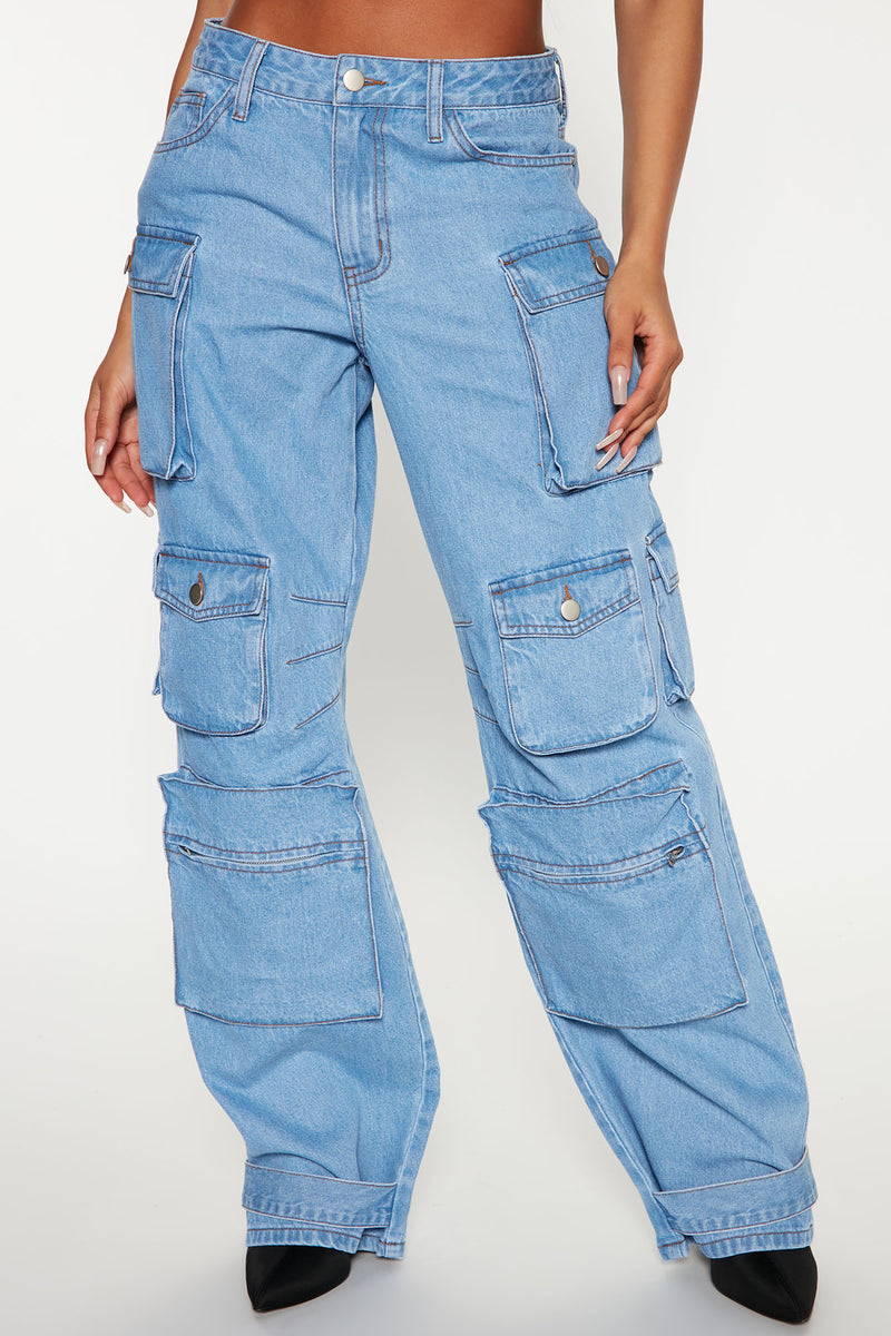 Billie Low Slung Cargo Jeans - Light Wash | Fashion Nova, Jeans ...
