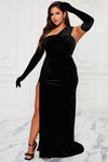 Met At The Gala Velvet Gown Set - Black