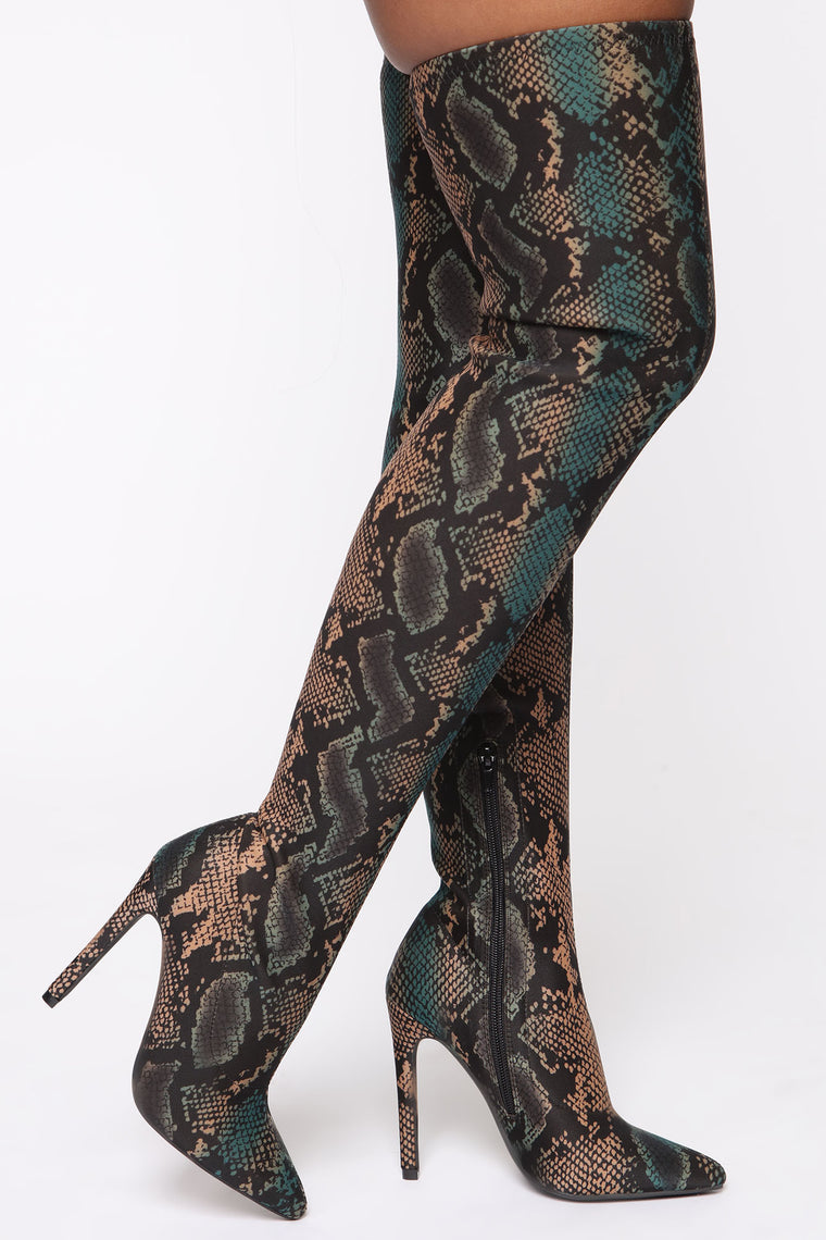 In Motion Heeled Boots - Blue Snake 