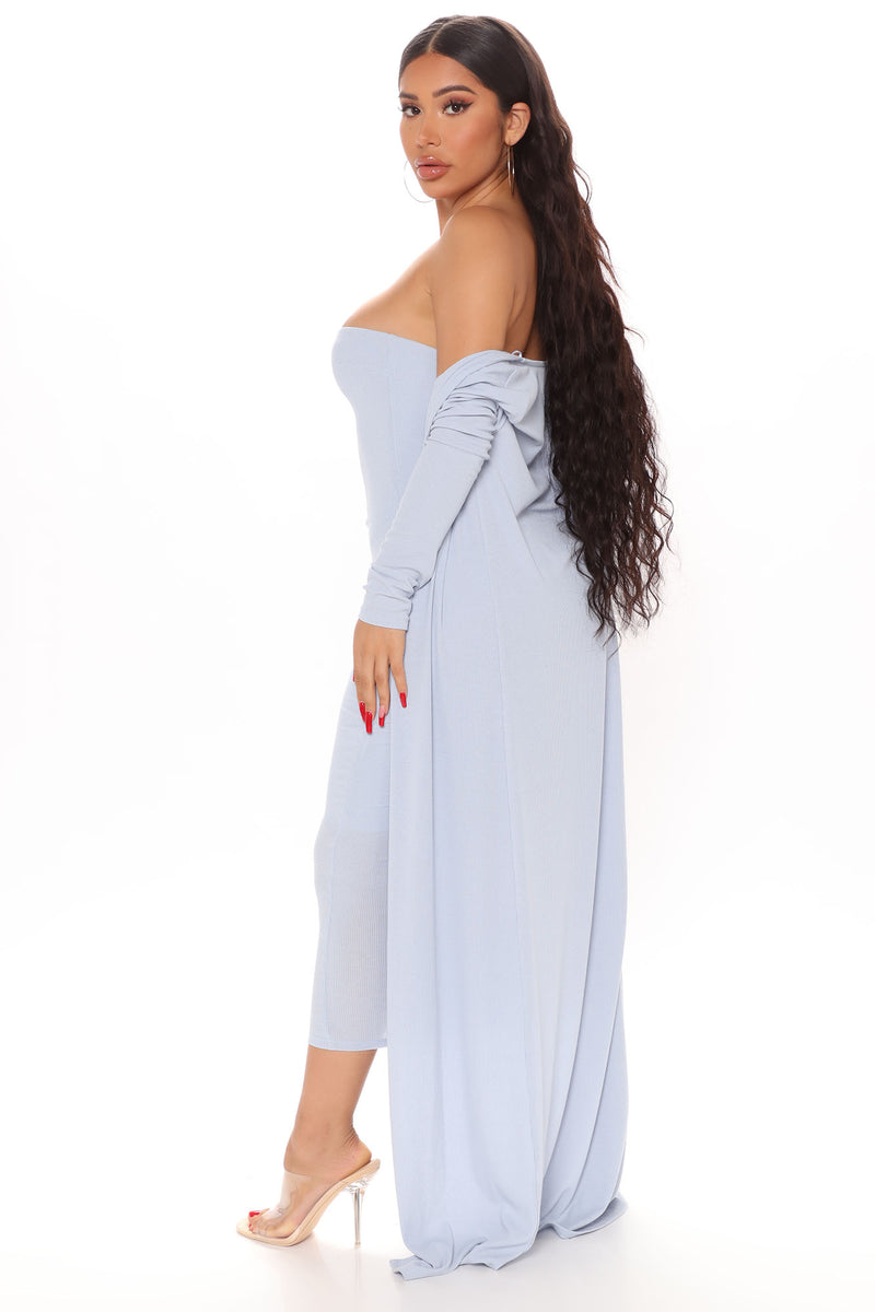 Satisfied Ribbed Maxi Dress Set - Blue, Dresses | Fashion Nova