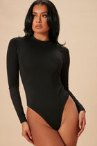 Melanie Mock Neck Bodysuit - Black