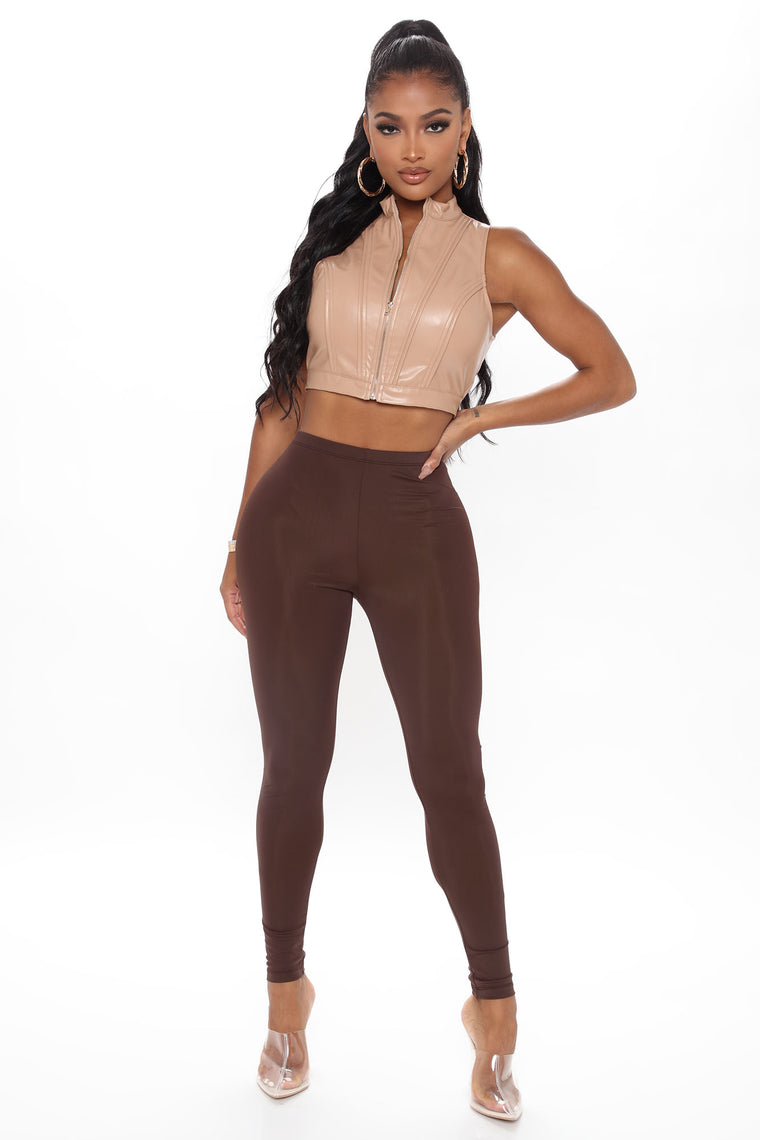 Arika Super Stretch Leggings Brown Leggings Fashion Nova