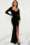 Elevated Party Velvet Maxi Dress - Black