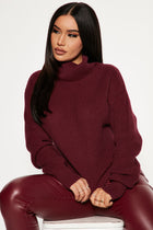 Roll With The Flow Turtleneck Sweater - Burgundy