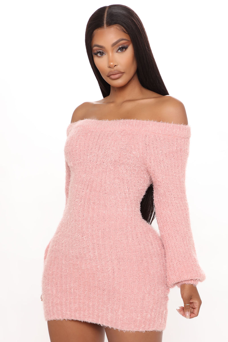 Bella Off Shoulder Sweater Dress - Pink | Fashion Nova, Dresses ...
