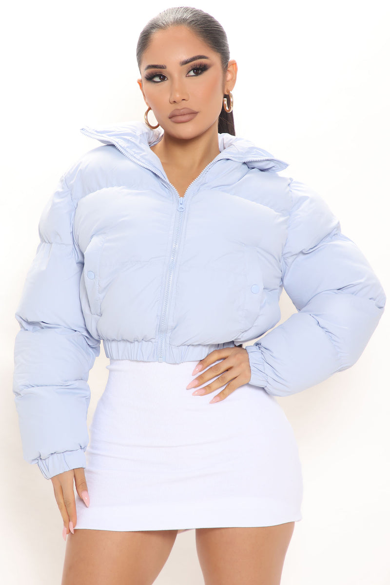 Looking Brand New Cropped Puffer Jacket - Light Blue | Fashion Nova ...