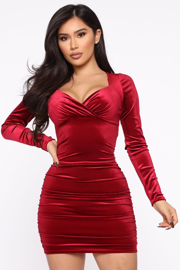 fashion nova burgundy velvet dress