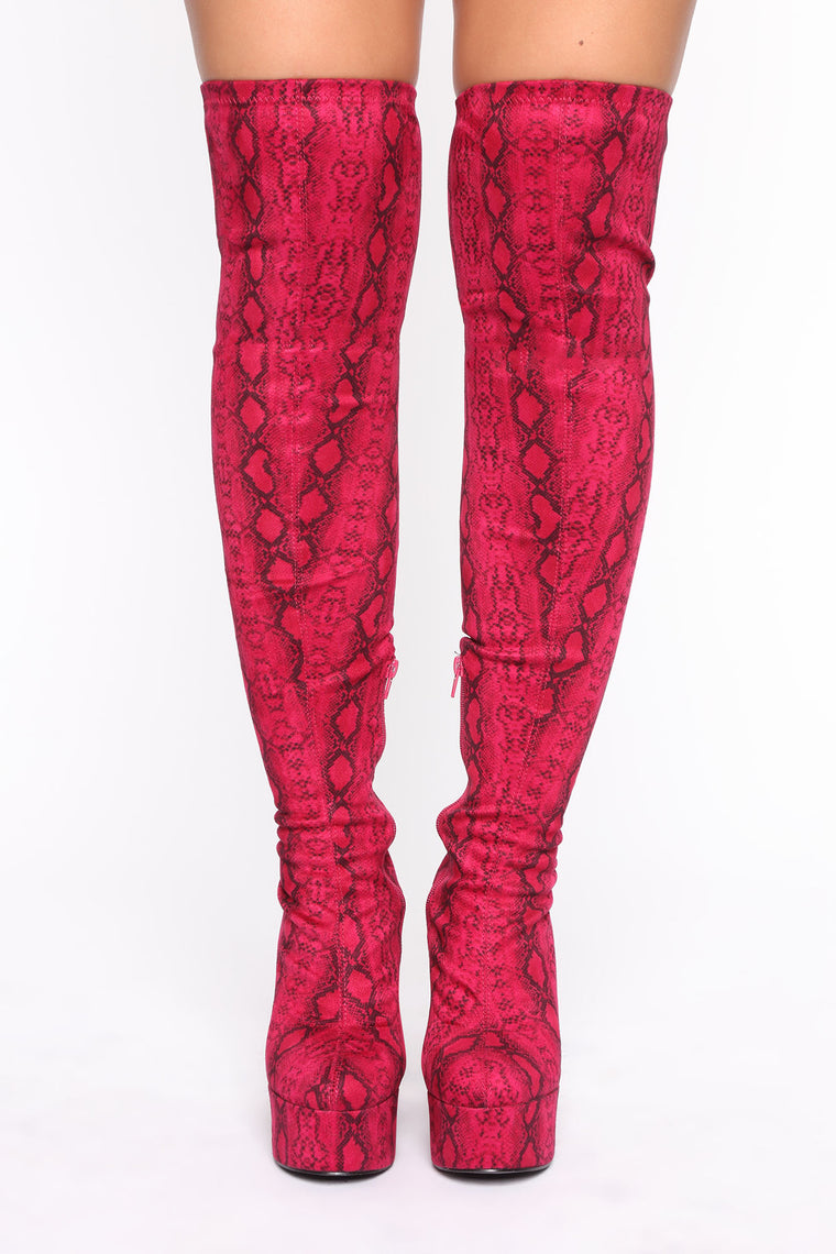 Studio Queen Thigh High Boots - Fuchsia 