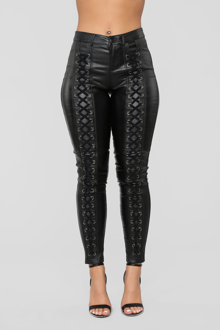 lace up leather pants