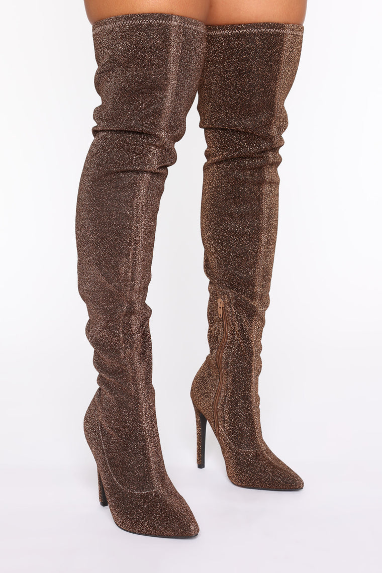 camel colored thigh high boots