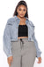 Don't Pop My Bubble Cropped Denim Jacket - Medium Wash