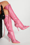 Keep You Going Knee High Boots - Pink