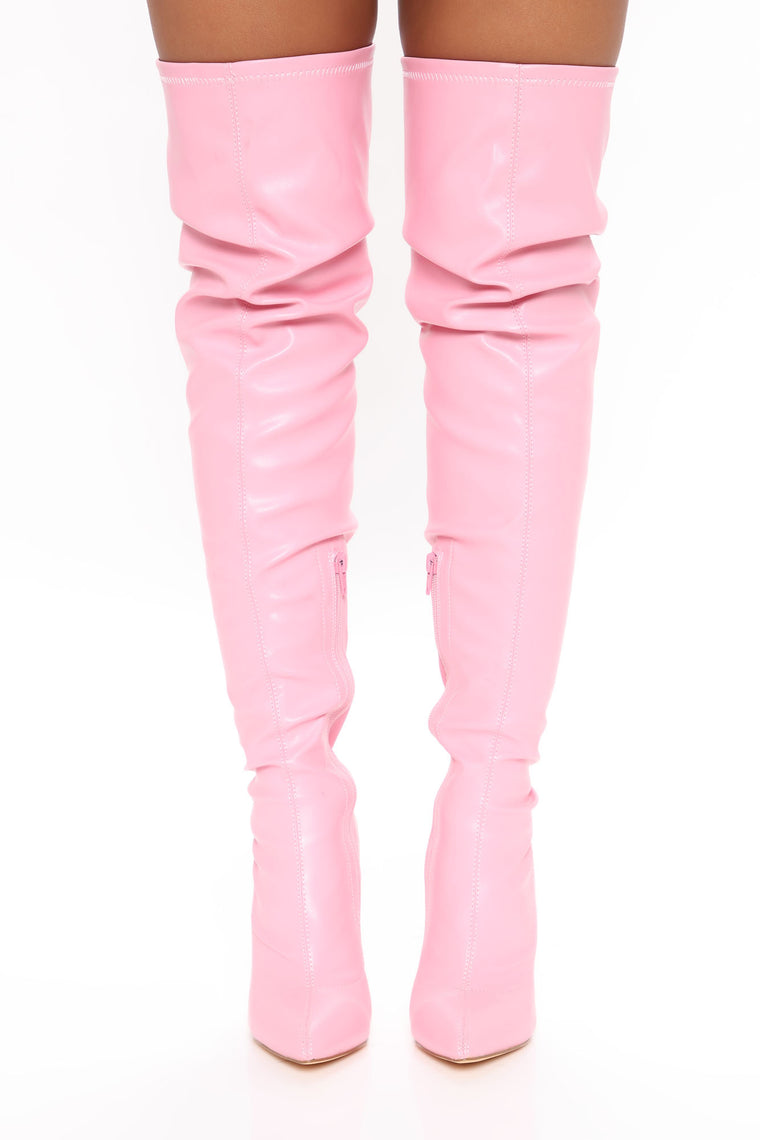 pink over the knee boots