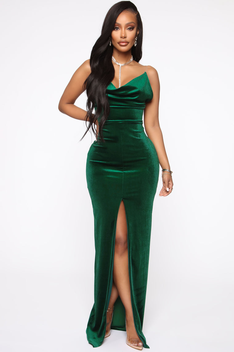 emerald green dress fashion nova