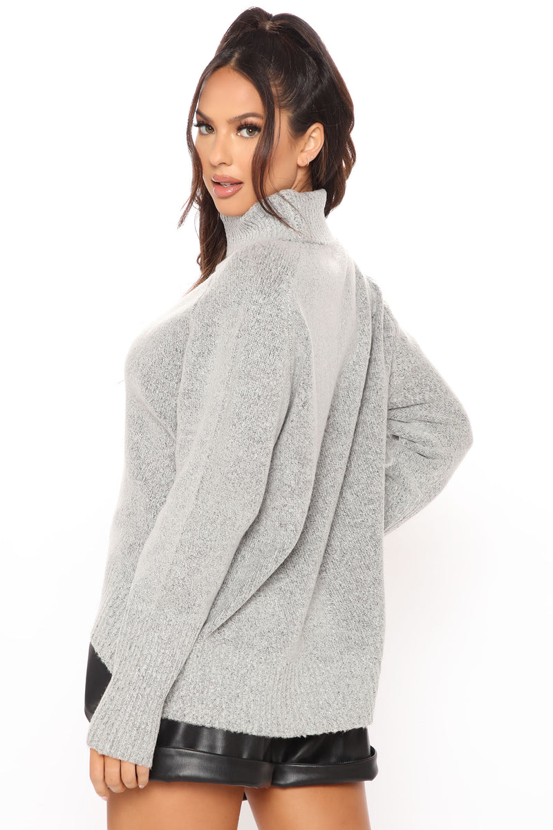 Just Roll With It Babe Turtleneck Sweater - Heather Grey | Fashion Nova ...