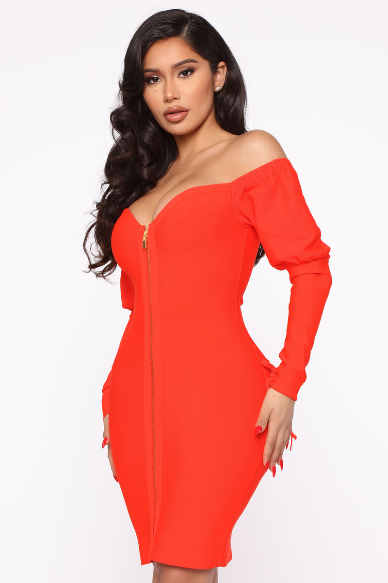 coral bandage dress