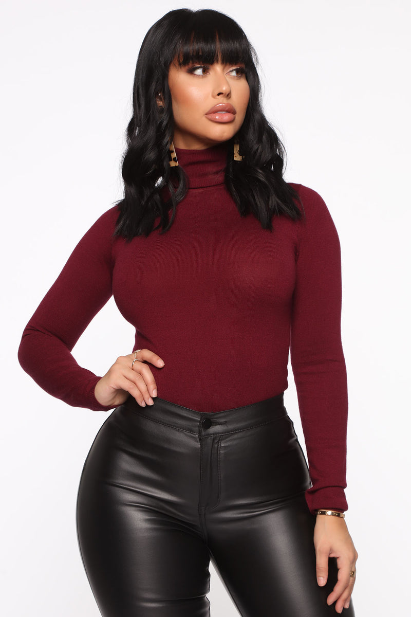 The One And Only Turtleneck Sweater - Burgundy | Fashion Nova, Sweaters ...