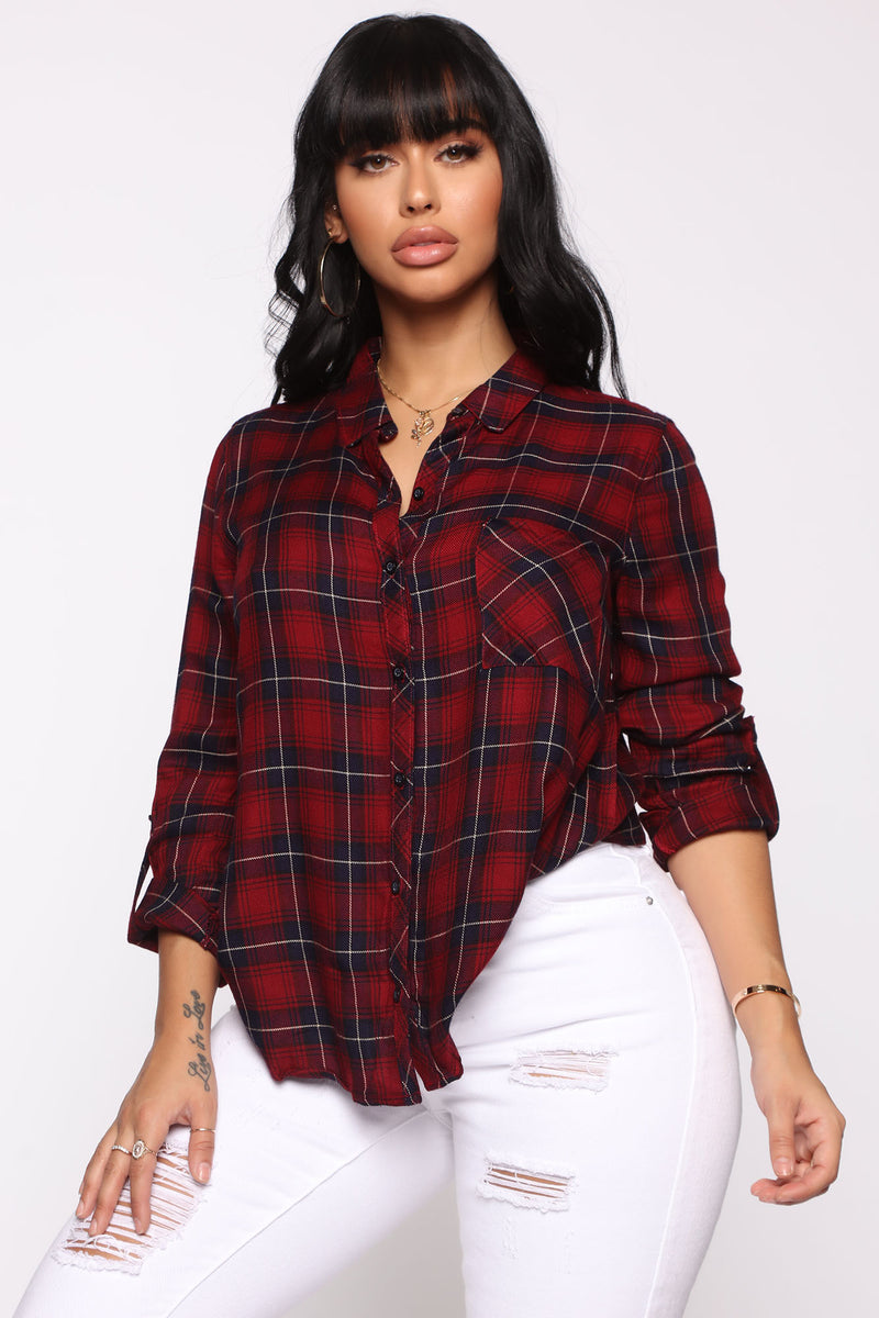 Never Plaid Top - Red/combo | Fashion Nova, Shirts & Blouses | Fashion Nova