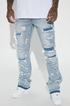 Through It Ripped Skinny Flared Jeans - Vintage Blue Wash