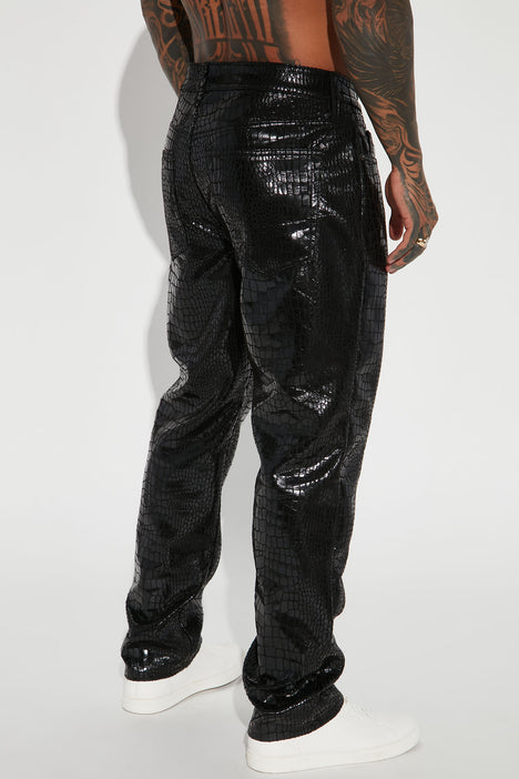 Croc Leather Straight - Black Fashion Nova, Mens Pants | Fashion Nova