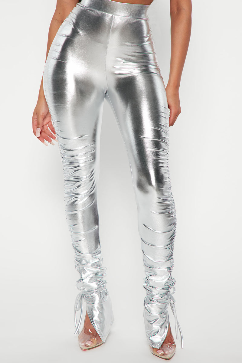 Heat Wave Faux Leather Stacked Pants - Silver | Fashion Nova, Pants ...