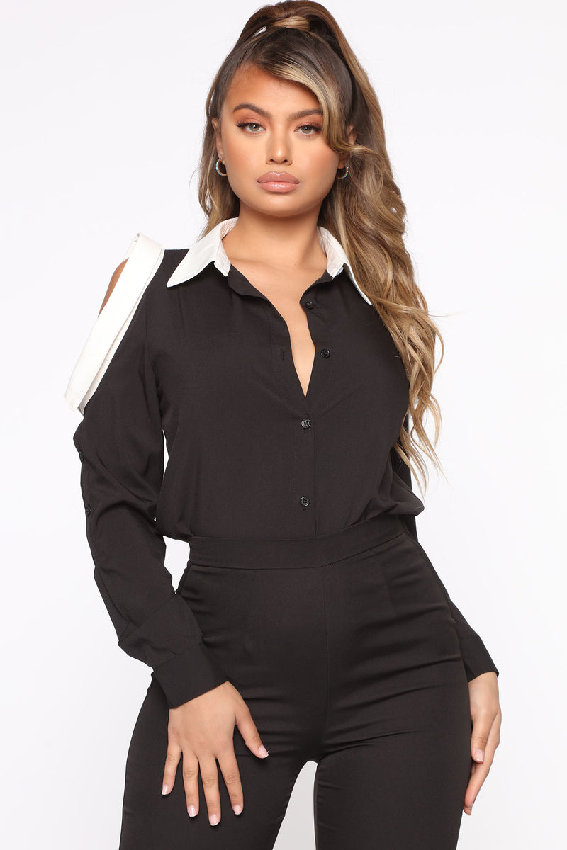 Poise And Grace Collared Shirt - Black | Fashion Nova, Shirts & Blouses ...