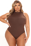 Mel Sleeveless Mock Neck Bodysuit - Chocolate