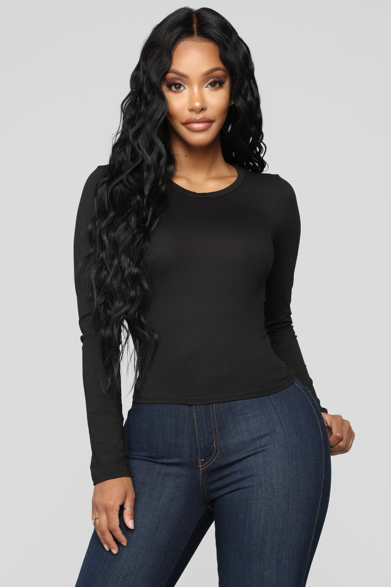 Cozy Crew Neck Tee - Black | Fashion Nova, Basic Tops & Bodysuits ...