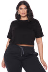 Elisa Relaxed Crop Tee - Black