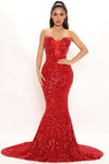 The Most Wanted Sequin Gown - Red