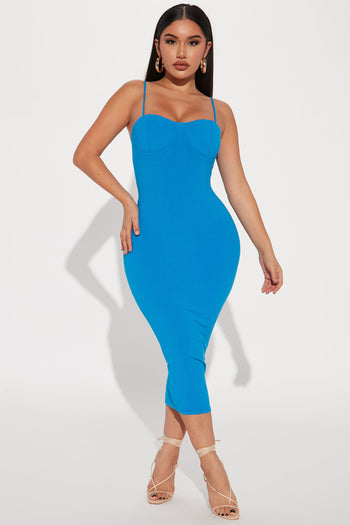 Whitney Mesh Midi Dress - Royal, Fashion Nova, Dresses