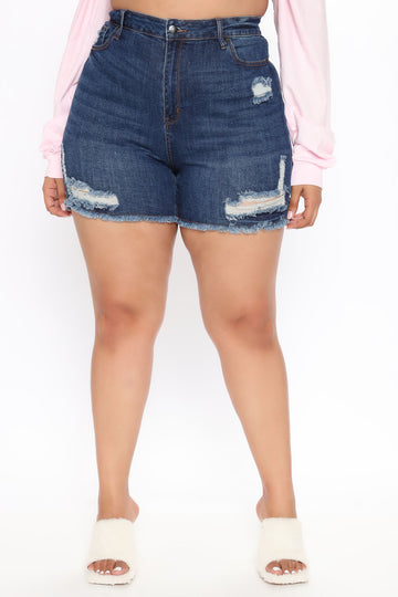 plus size high waisted denim shorts