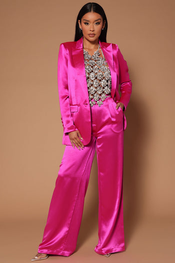 Printed Pink Satin Night Suit Set for Women – Stilento