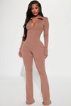 Ashley Rib Jumpsuit - Mocha