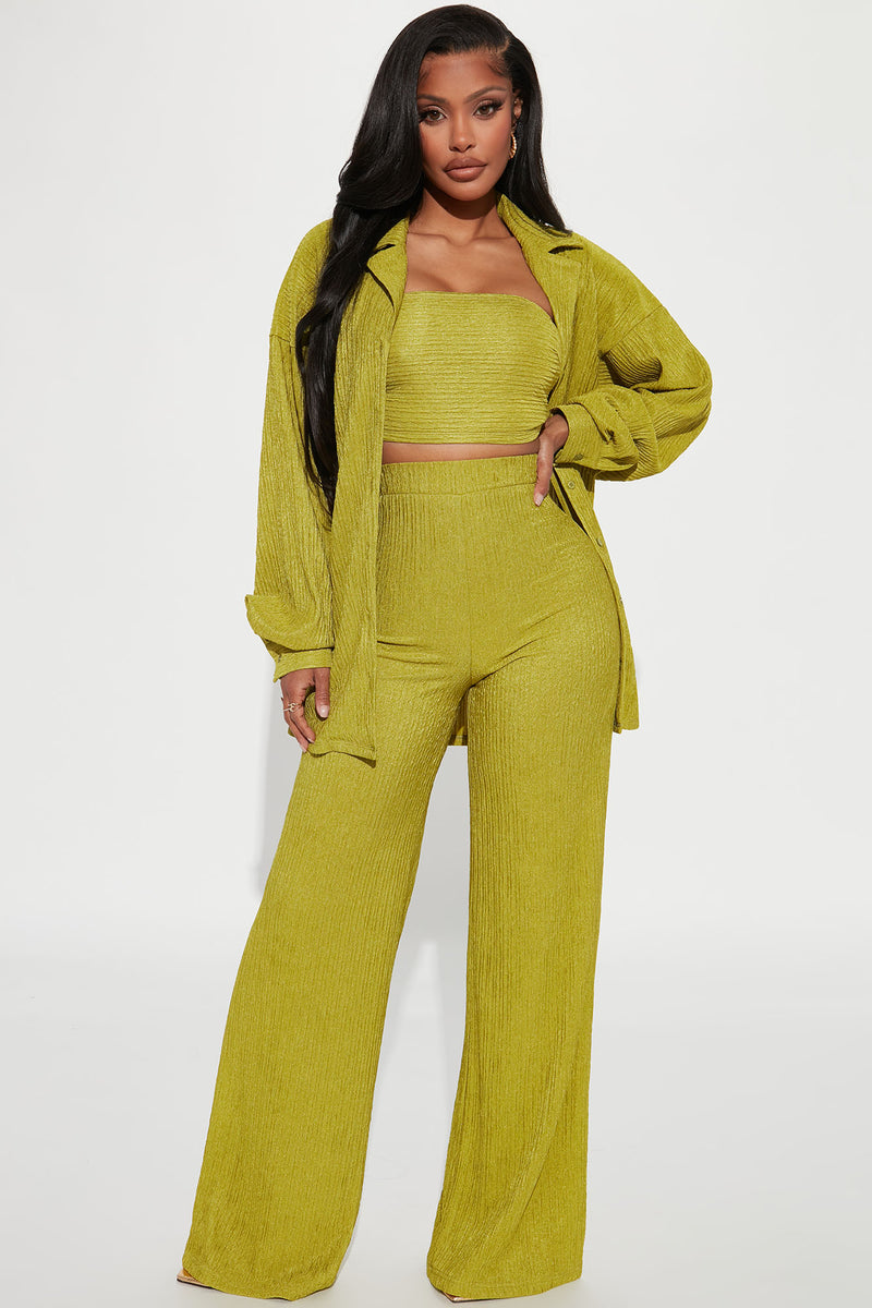Brielle 3 Piece Pant Set - Chartreuse | Fashion Nova, Matching Sets ...