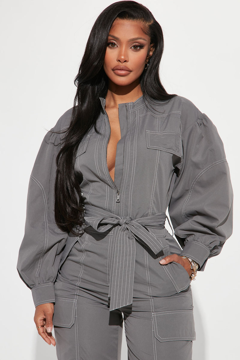 Aria Utility Jumpsuit - Grey | Fashion Nova, Jumpsuits | Fashion Nova