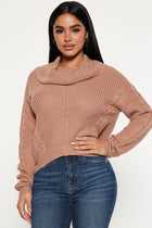 Keep On Guessin' Cowl Neck Sweater - Mocha