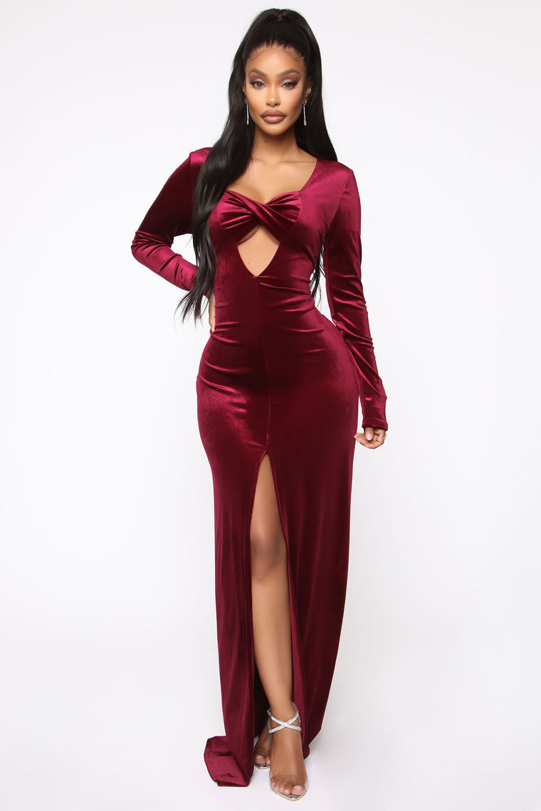 wine velvet dress