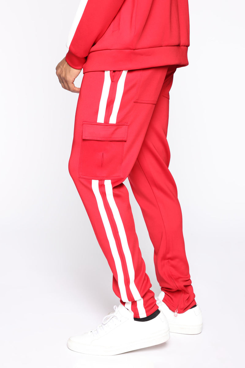 Post Cargo Track Pants - Red/Combo, Mens Pants | Fashion Nova