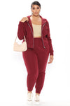 I Got This Zip Up Jacket And Jogger Set - Burgundy