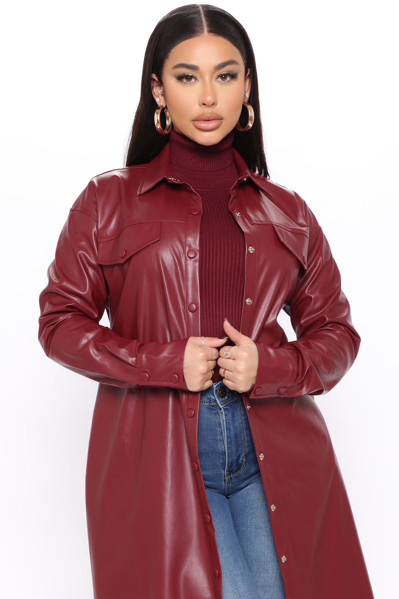 City Living Faux Leather Trench Coat - Wine | Fashion Nova, Jackets ...